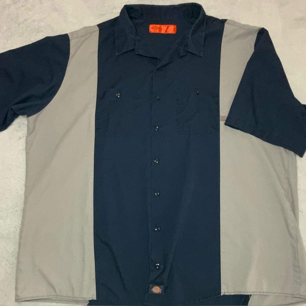 Dickies 4XL Navy Gray Two Tone Work Shirt Oversized Utility